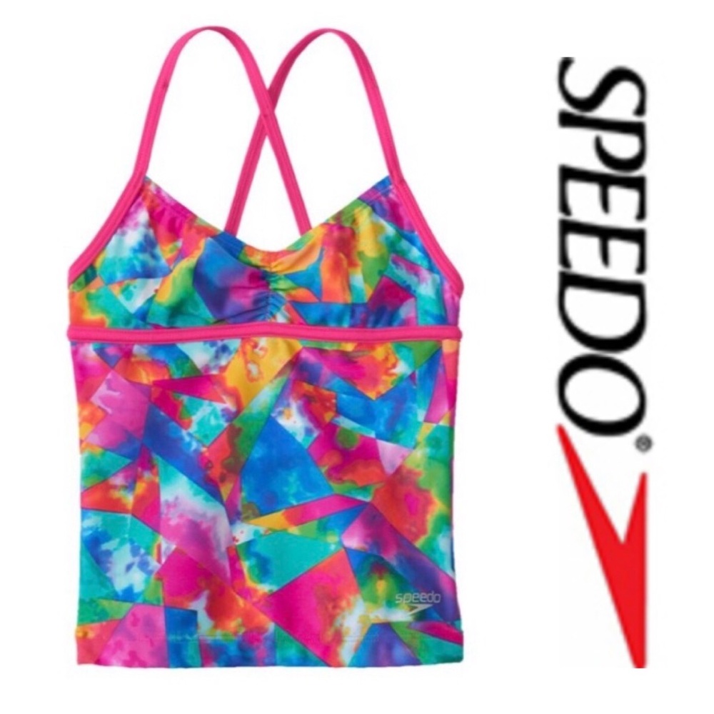 Speedo Girls tankini top in rainbow. Size 16